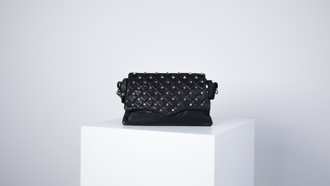 Lola Suede and leather knot clutch